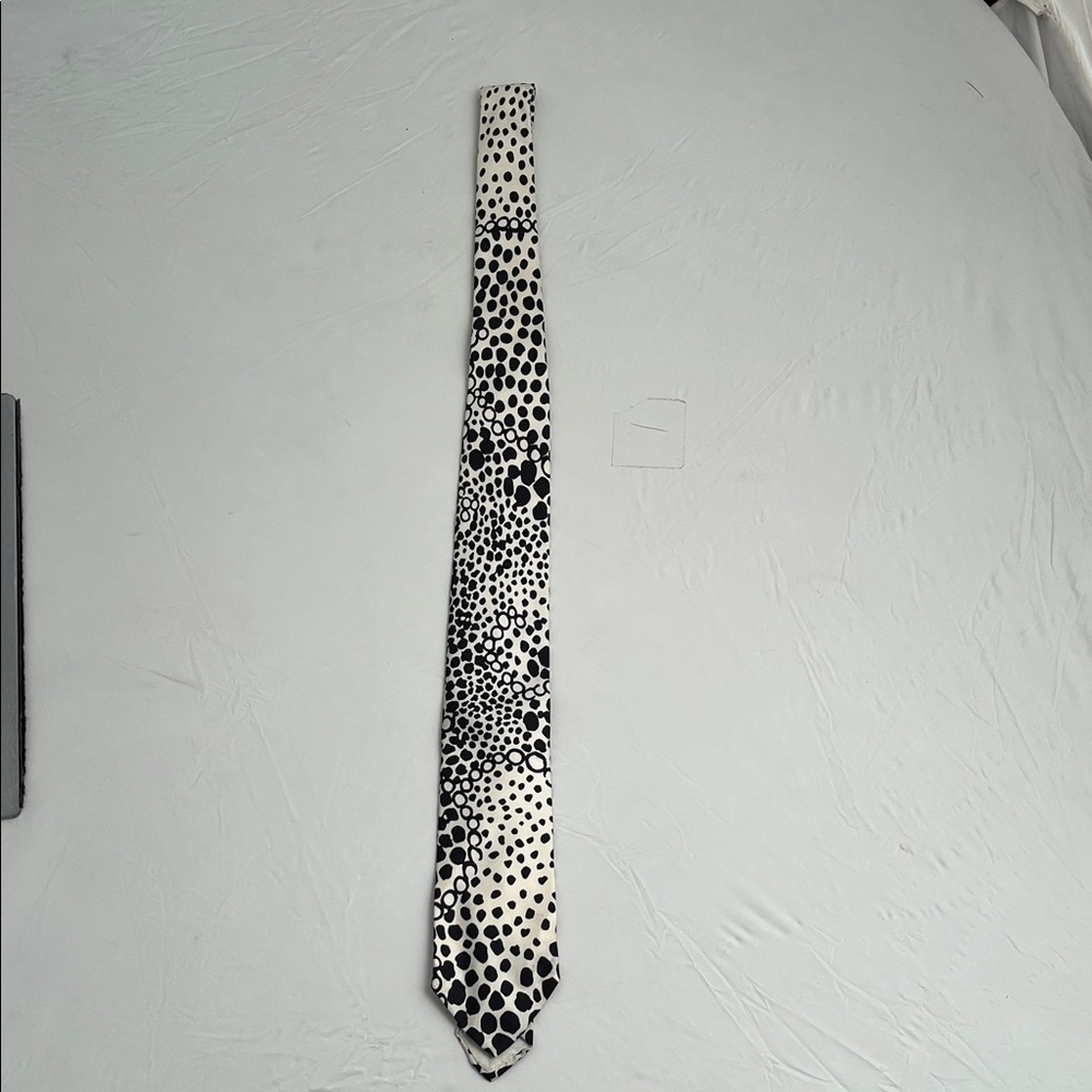 Vintage Lanvin Black and White Patterned Tie